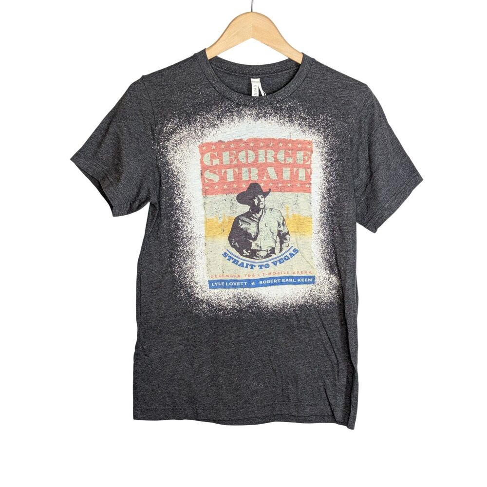 George Strait Vegas Graphic Concert T Shirt Wms Sz M Gray Tour Country Western
